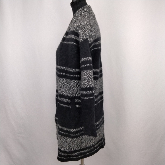 ATHLETA Wool Cashmere Longline Open Front Cardigan in Marled Black Grey Sz. XS - Picture 6 of 12